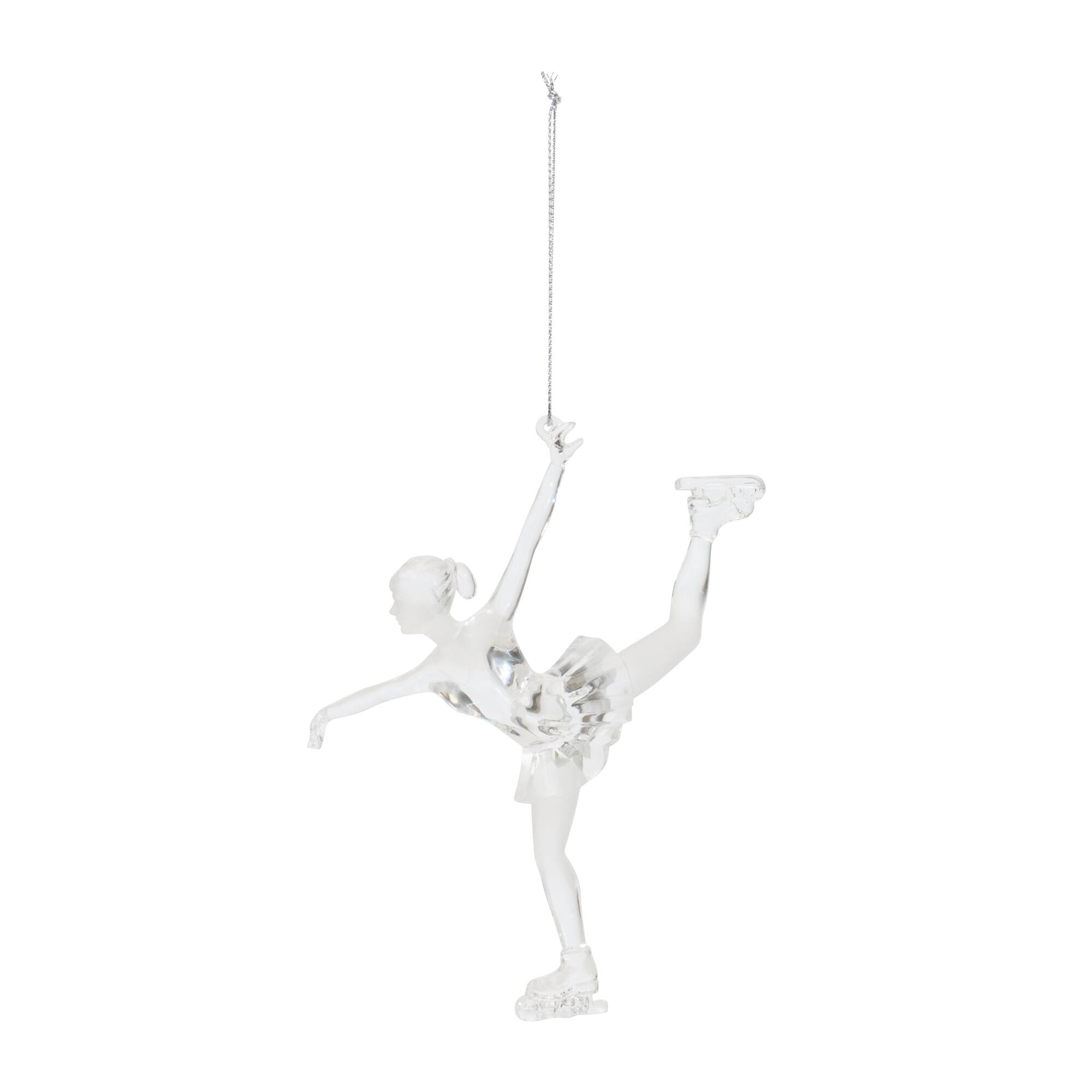 Angle. BreeBe - Clear Acrylic Ice Skater Ornament (Set of 4) - Clear.