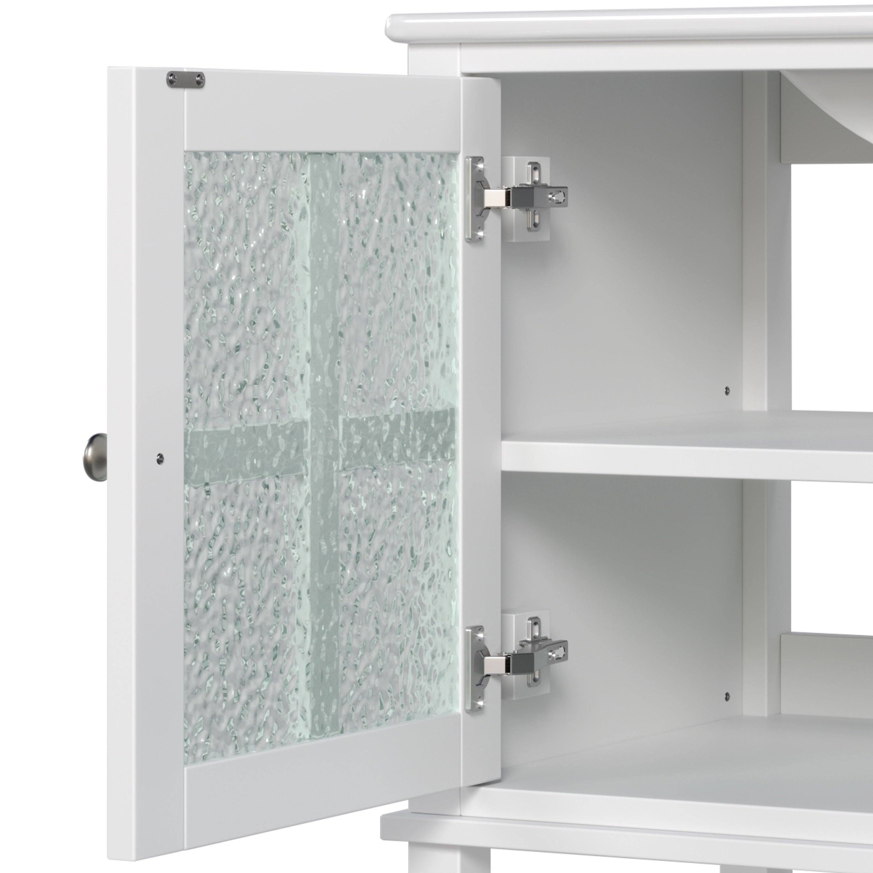 Back. Boyel Living - 36 Inch Bathroom Vanity with Ceramic Sink Adjustable Shelf Solid Wood Legs Soft Close Hinges White - White.