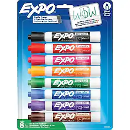 Expo - Dry Erase Markers, Chisel Tip, 8/Pack - Assorted Colors