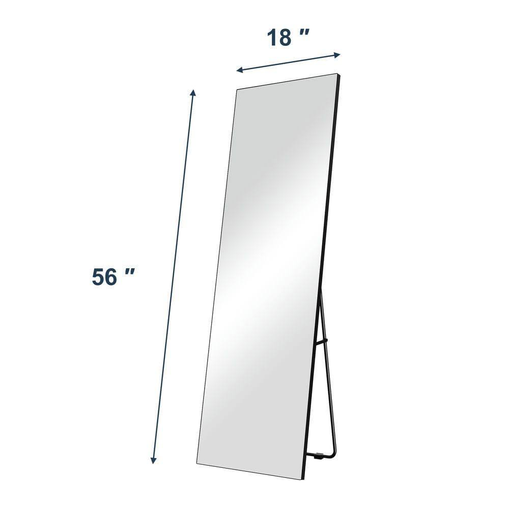 Angle. Kadyn - 56x18 Inch Vertical Frameless Full-Length Mirror with LED Lighting - Black.