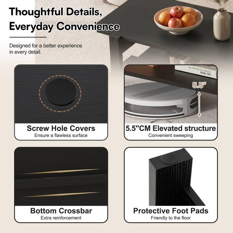 Thoughtful Details, Everyday Convenience  
Designed for a better experience in every detail.  
MOSER Architektur CARL  
5.5"  
Screw Hole Covers Ensure a flawless surface  
5.5"CM Elevated structure Convenient sweeping  
Bottom Crossbar Extra reinforcement  
Protective Foot Pads Friendly to the floor