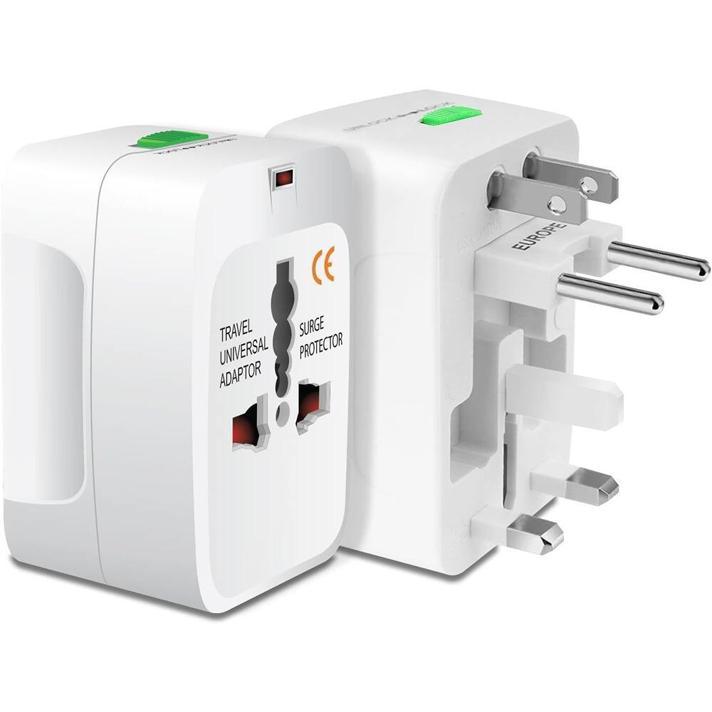 Schertz - Portable Universal Travel Adapter – All-in-One US/EU/UK/AU/India Plug - White
