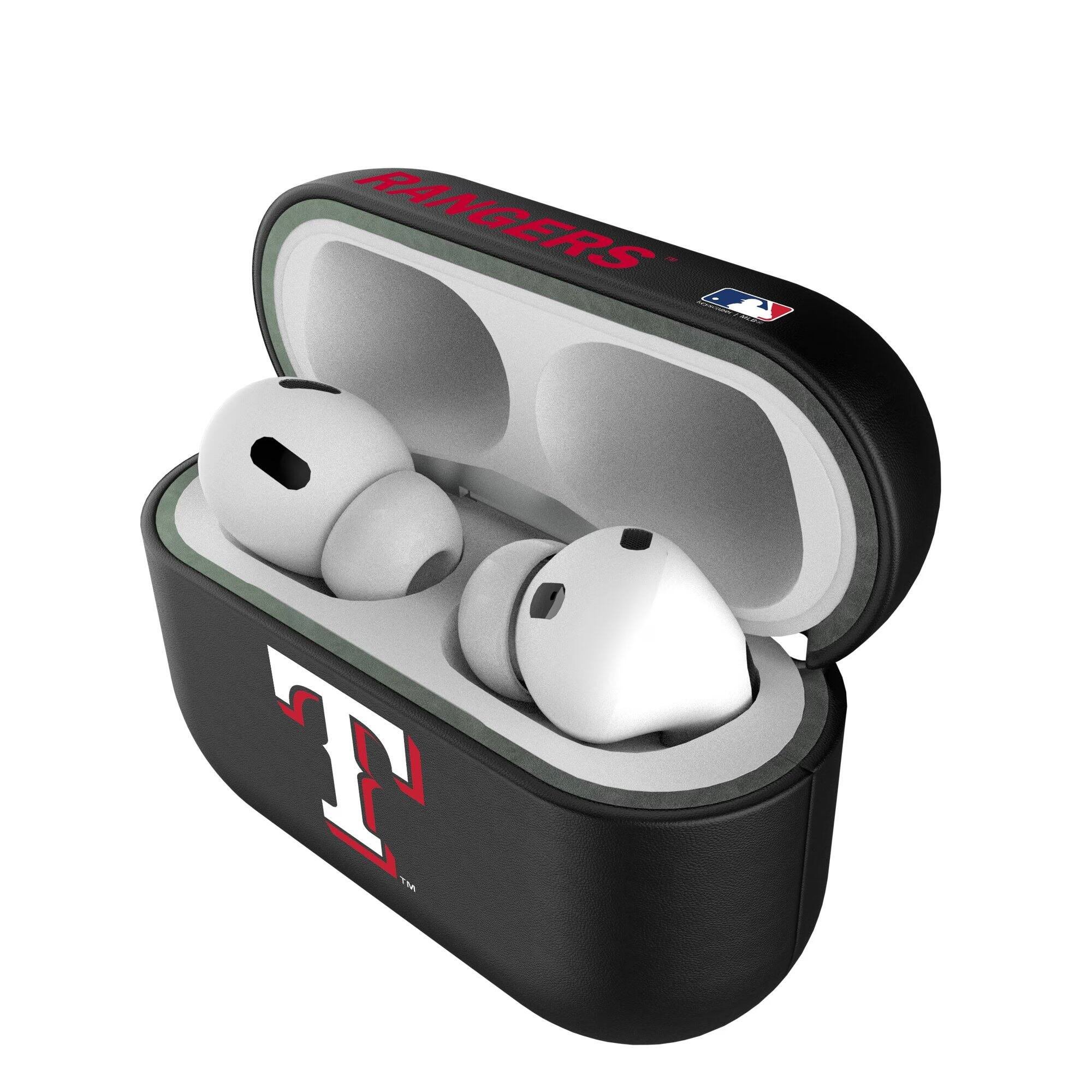Alt View 3. Keyscaper - Texas Rangers Texas Rangers Insignia 1st Gen AirPods Pro Case Cover - No Size - Black.