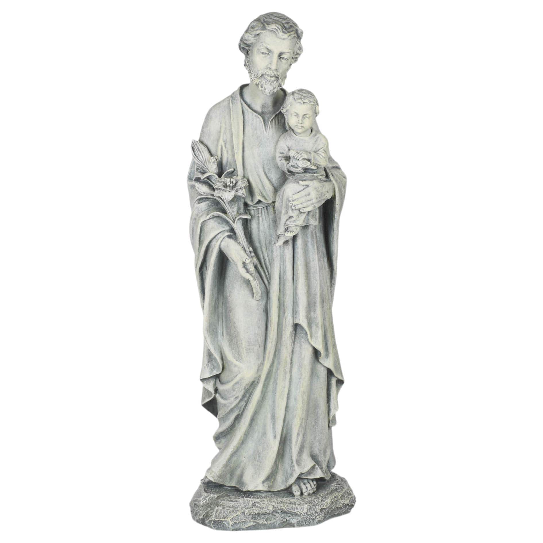 Refined Abode Design - By Roman - 20 H St Joseph Holding A Garden Statue Religious Outdoor Decor