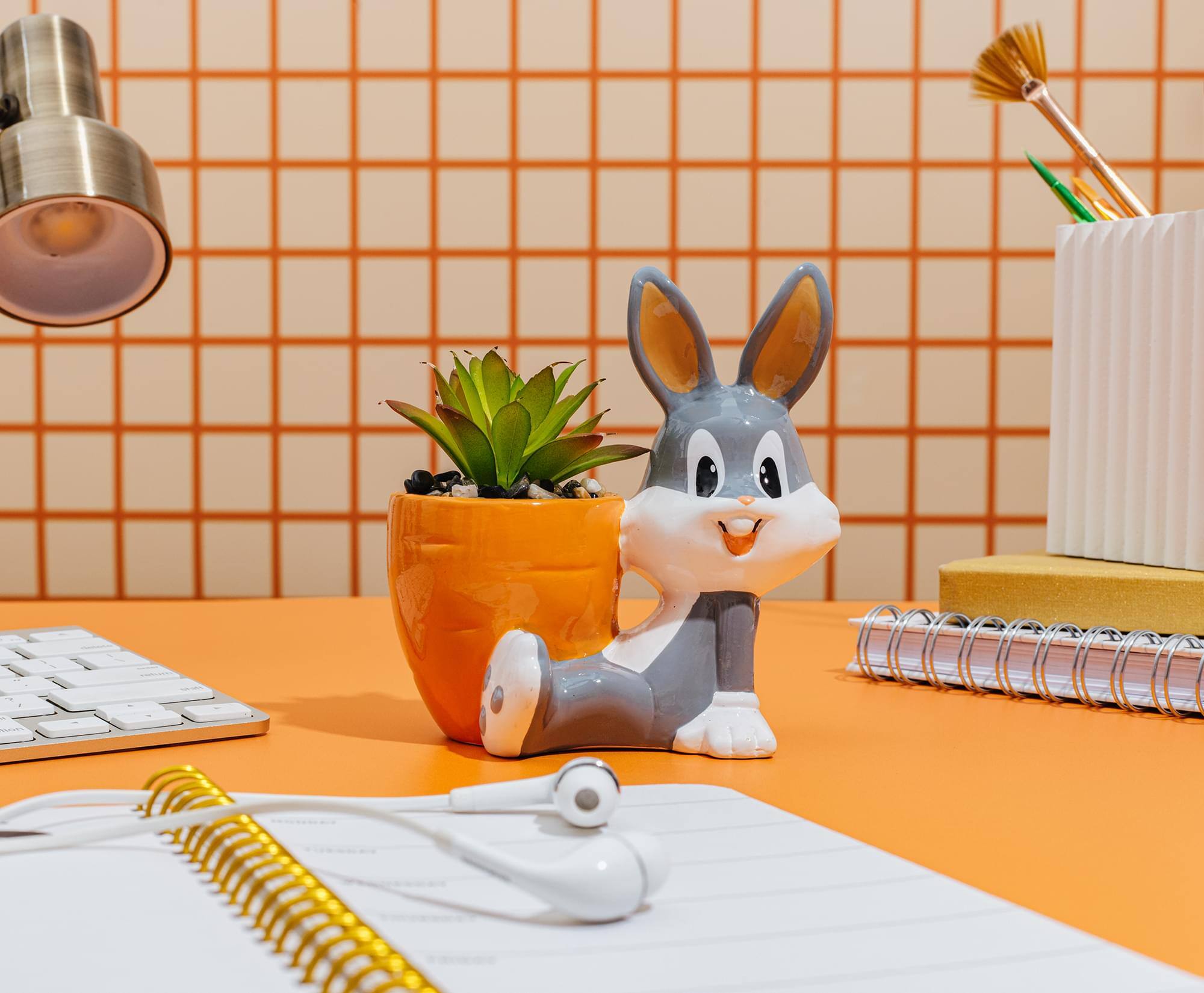 Alt View 4. Silver Buffalo - Looney Tunes Bugs Bunny 5-Inch Ceramic Mini Planter With Artificial Succulent - Multicolored.
