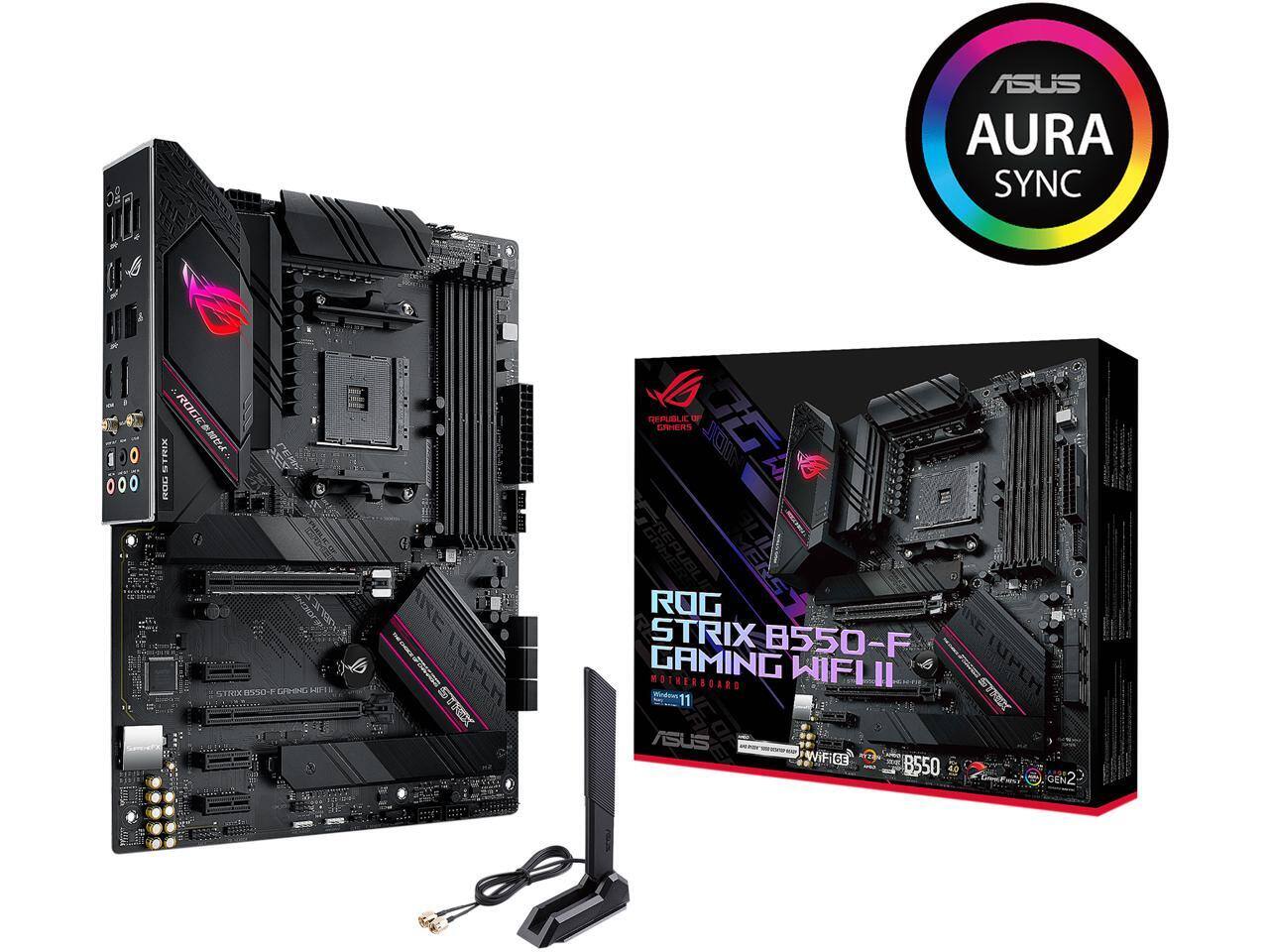 ASUS AURA SYNC  
ROG STRIX B550-F GAMING WIFI II  
MOTHERBOARD  
Windows 11  
ASUS  
ROG REPUBLIC OF GAMERS  
B550  
Wi-Fi 6E  
GEN 2