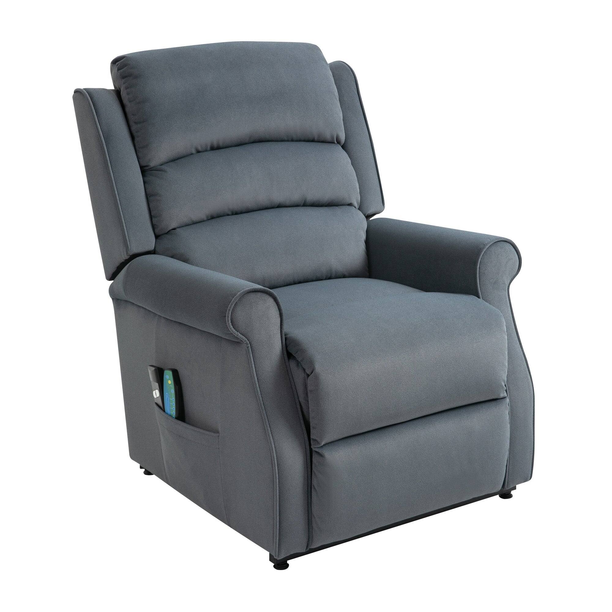 Angle. Boyel Living - Ergonomic Fabric Manual Recliner Chair with Rocker and Swivel for Living Room - Blue.