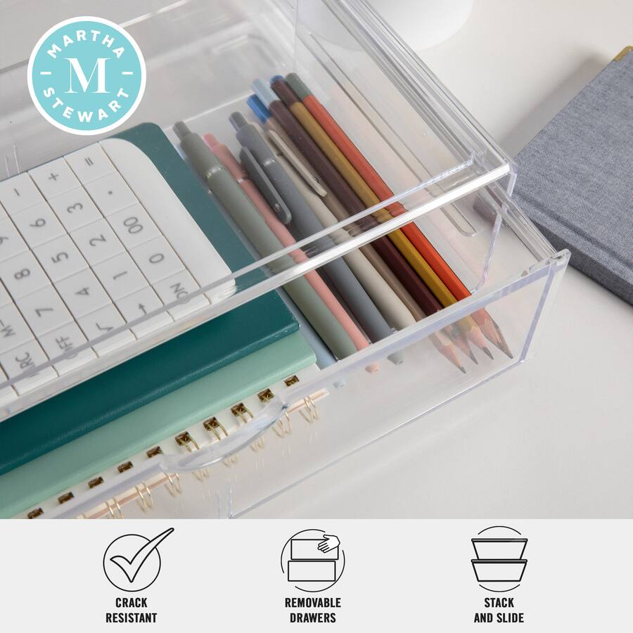 Martha Stewart Brody Desktop Organization Box with Half Moon Opening ...