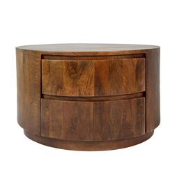 Carolina Chair & Table - Christa 2-Drawer 30" Round Coffee Table - Chestnut - Red