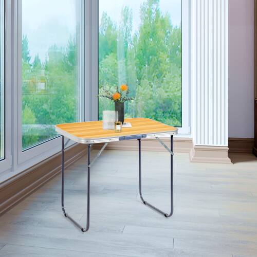 Alt View 1. Winado - 2.3 FT Portable Plastic Folding Table Perfect for In/Outdoor Garden Dining Camping Picnic Party - Wood Grain.