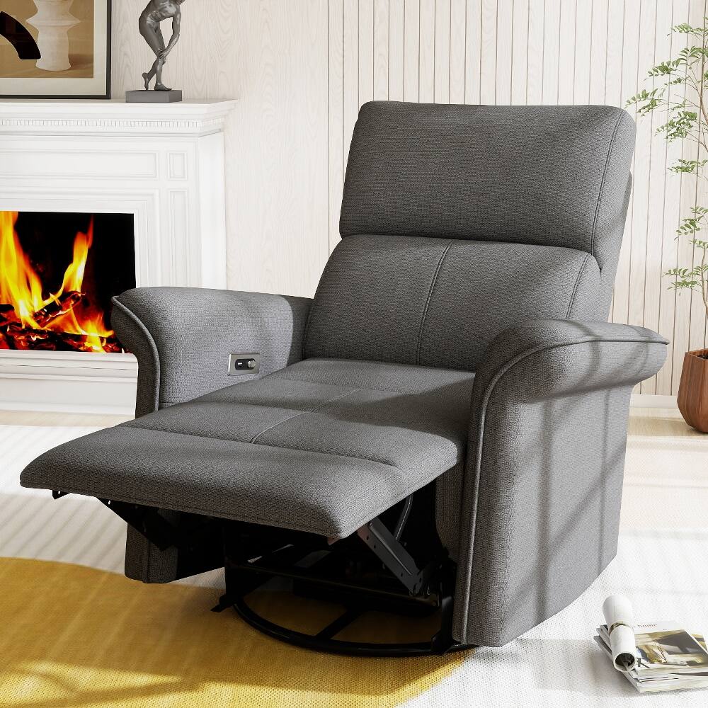 Alt View 9. Loheer - Loheer Power Swivel Rocker Recliner Nursery Glider Fabric Dark Gray - Dark Gray.
