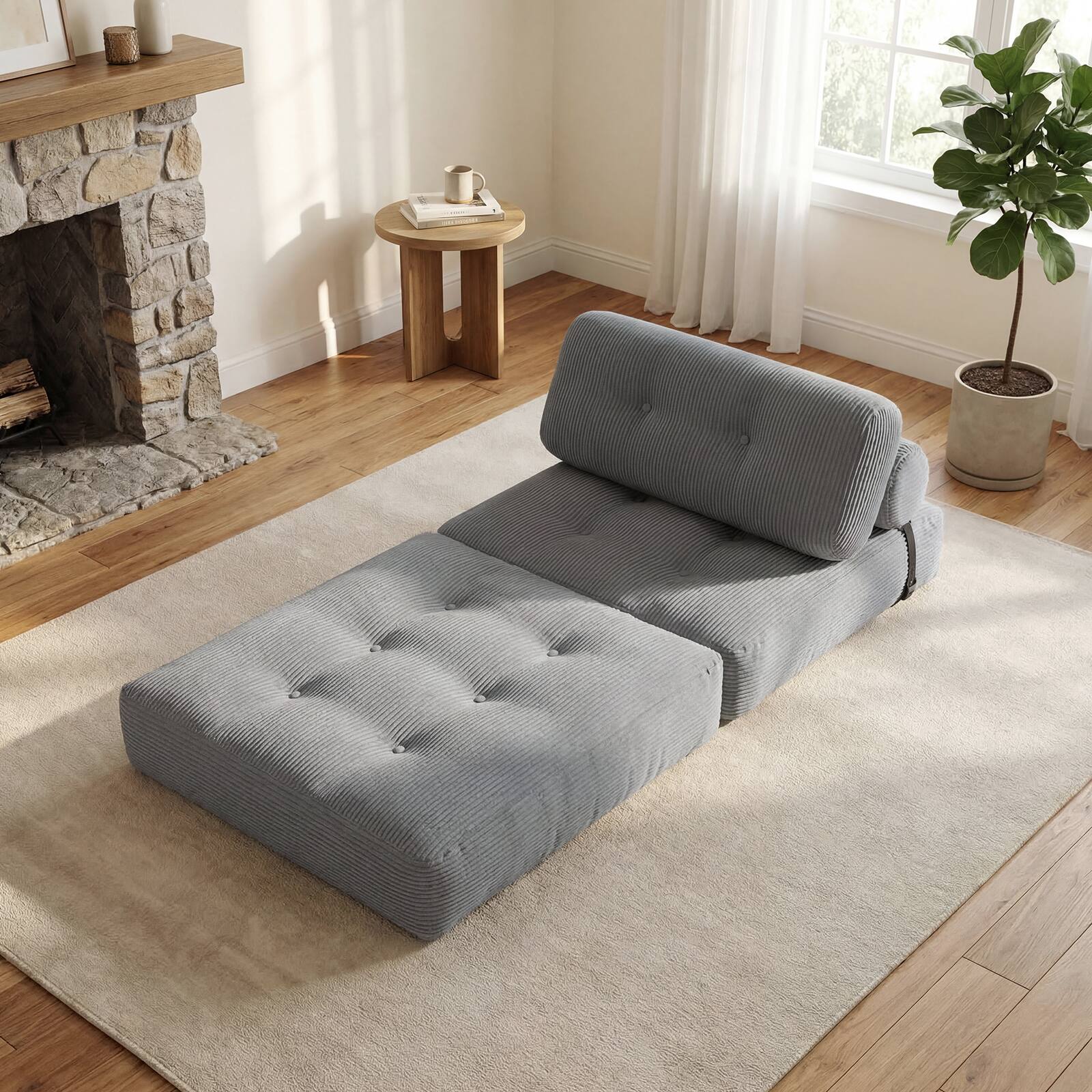 Alt View 5. Costway - Costway Folding Sofa Bed, Convertible Sleeper Chair with Pillow Back Support Corduroy Cover - Gray.