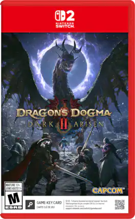 2 NINTENDO SWITCH DRAGONS DOGMA DARK ARSEN MATURE 17+ JEUNES ADULTES 17+ M ESRB CAPCOM 58 GB-Full GB game download via internet required See back. GAME-KEY CARD Tlchargement du jeu complet (58 Go) via Internet ncessaire. Voir aU verso. CARTE CL DE JEU support.nintendo.com/switch2/gamekeycard - M (Mature 17+)