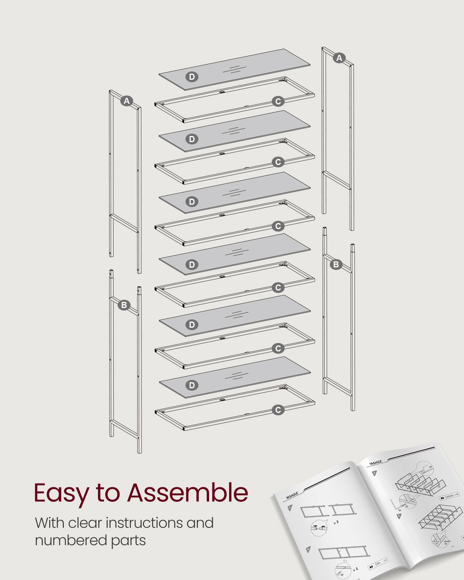 Easy to Assemble  
With clear instructions and numbered parts