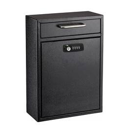 AdirOffice - Drop Box Large Steel Wall-Mounted Drop Box Mailbox with Combination Lock - Black