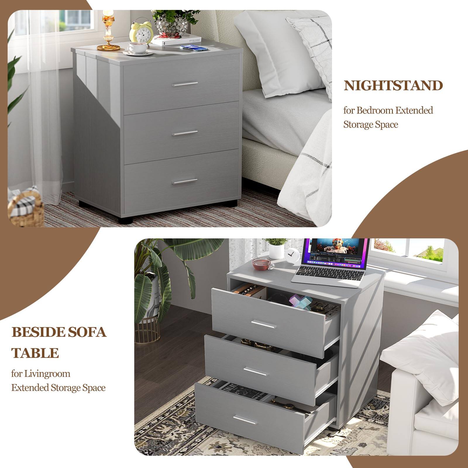 4 NIGHTSTAND for Bedroom Extended Storage Space  
BESIDE SOFA TABLE for Livingroom Extended Storage Space