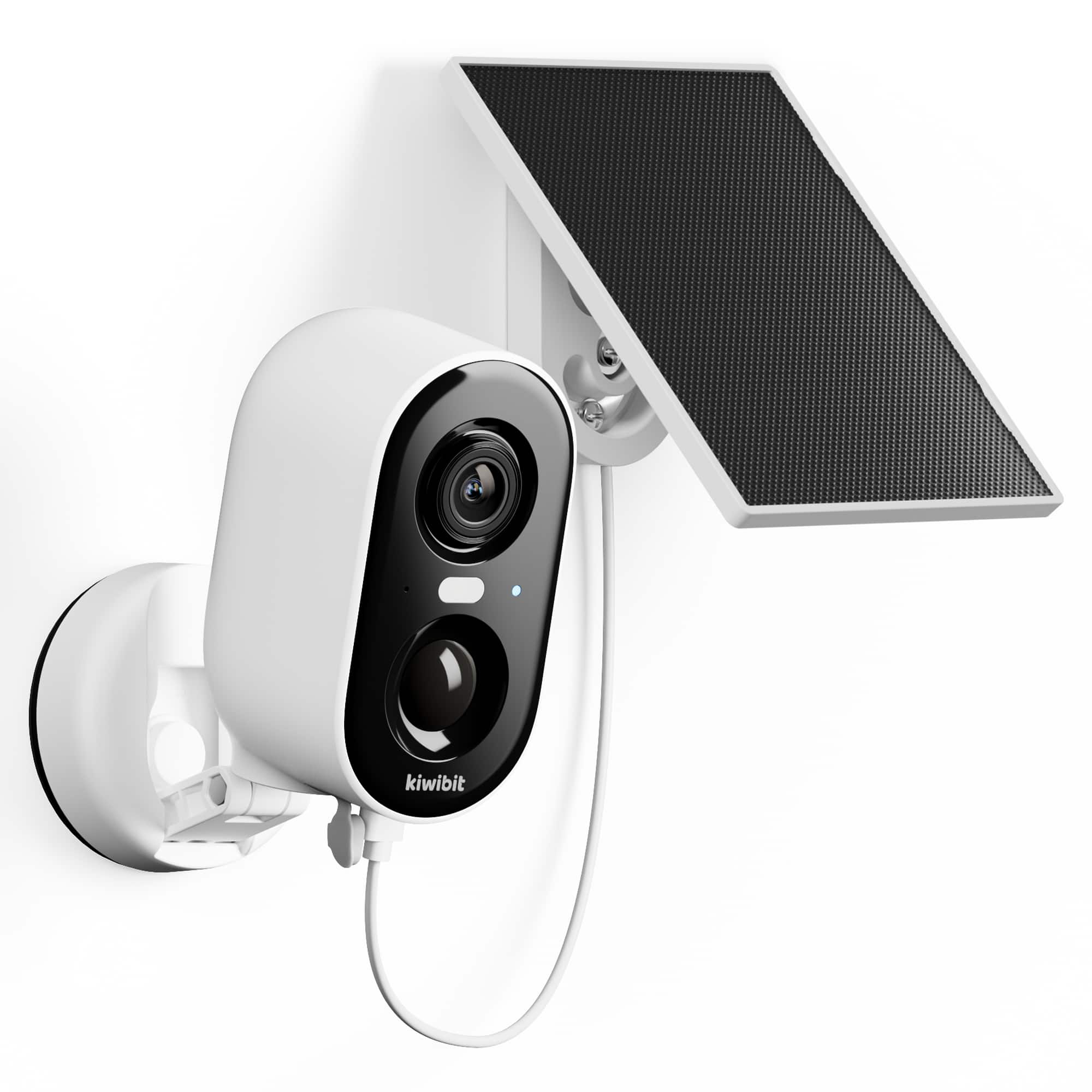 Kiwibit - Solar Security Cameras Wireless Outdoor, 2K Magnetic Installation Battery Powered Camera with Smart AI PIR Motion Detect - White
