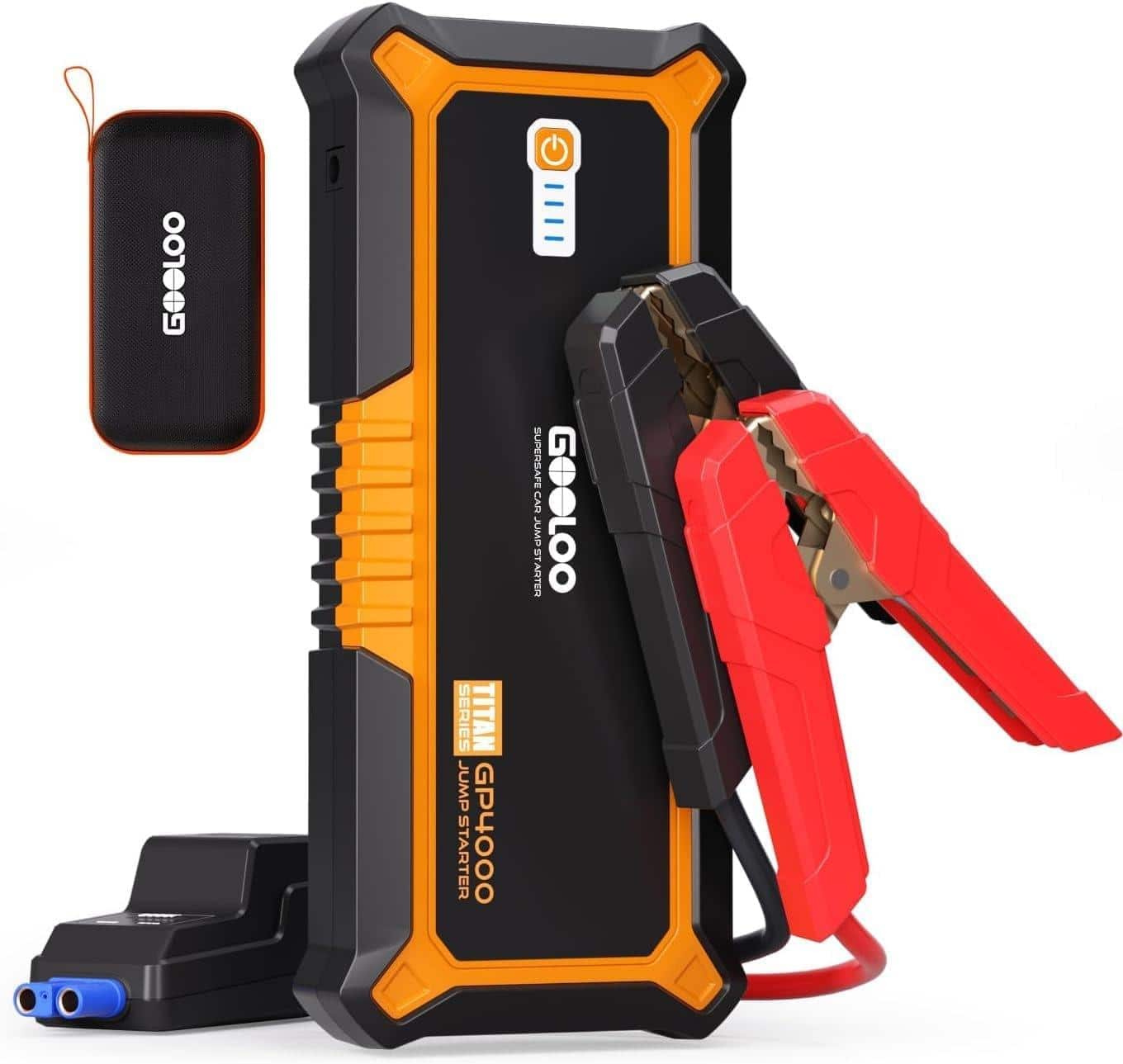 GOOLOO - GP4000 4000A Jump Starter for All Gas/10.0L Diesel, 12V SuperSafe Booster with USB-C Fast Charge Power Bank
