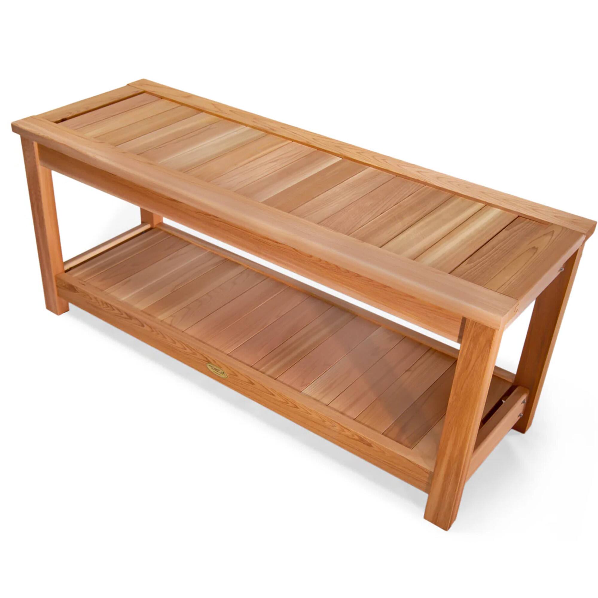 Front. All Things Cedar - All Things Cedar 44” Deluxe Wood Sauna Bench, Indoor Outdoor Seating, Natural - Natural.