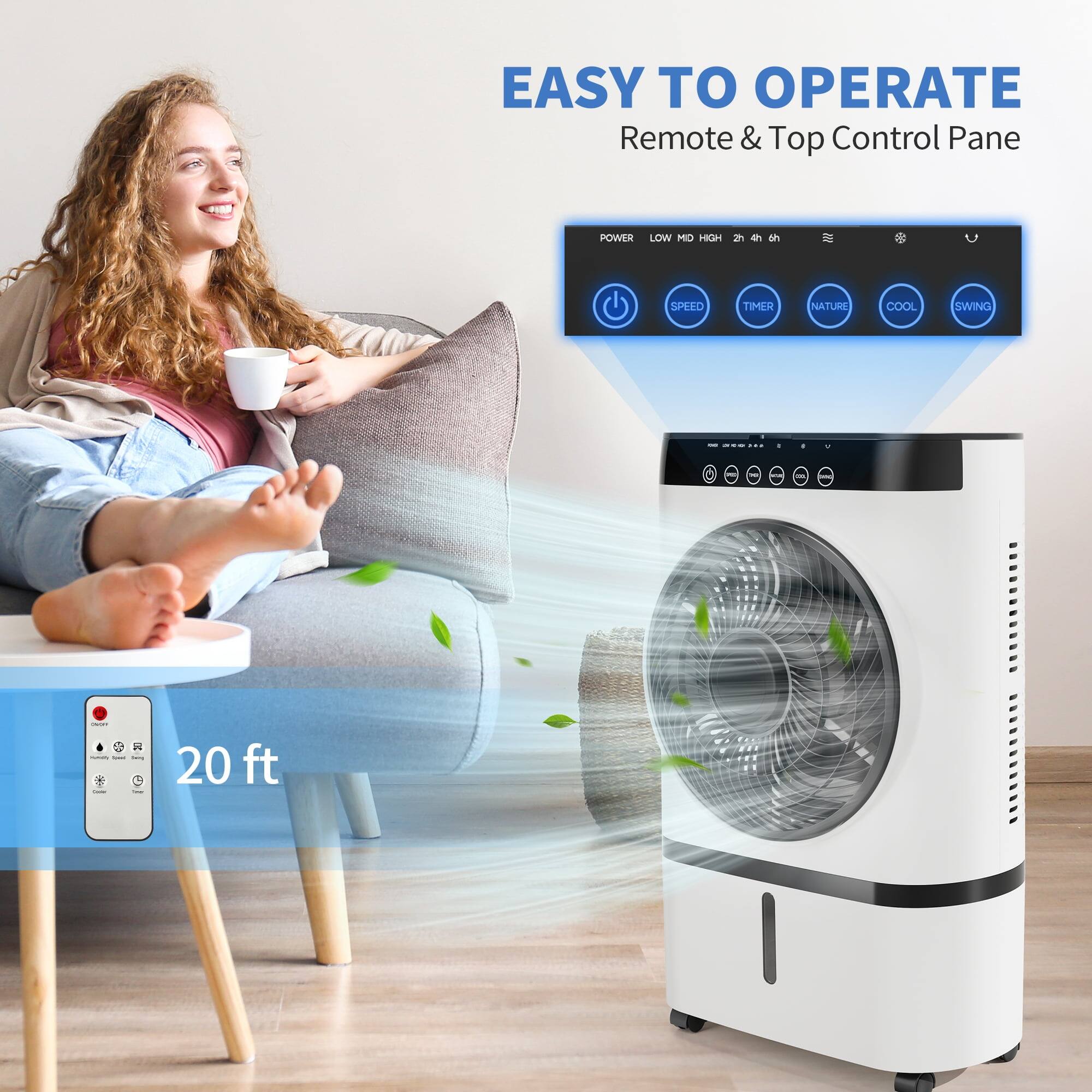 EASY TO OPERATE  
Remote & Top Control Pane  
POWER LOW MID HIGH 2h 4h  
SPEED TIMER NATURE COOL SWING  
20 ft