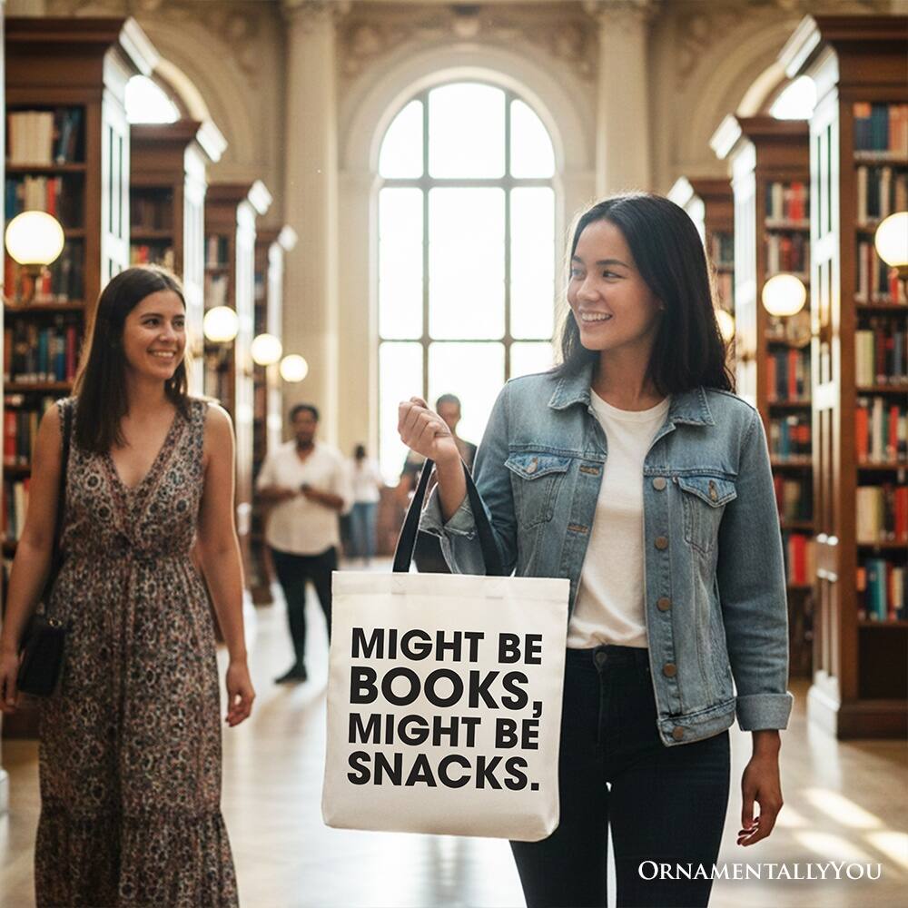 MIGHT BE BOOKS, MIGHT BE SNACKS.  
ORNAMENTALLY YOU