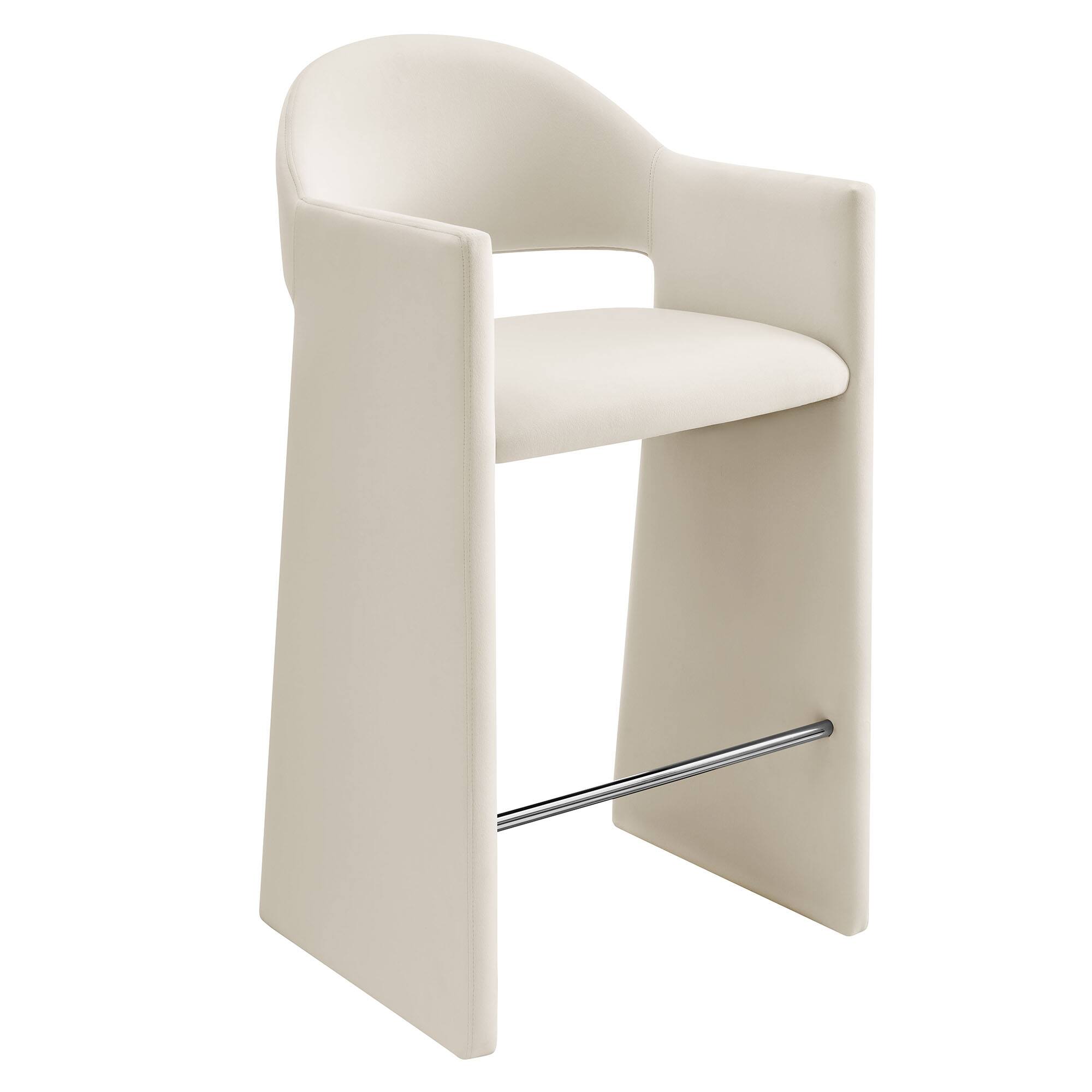 Angle. Modway - Talia 41 Inch Performance Velvet Bar Stool by Modway - Alabaster.