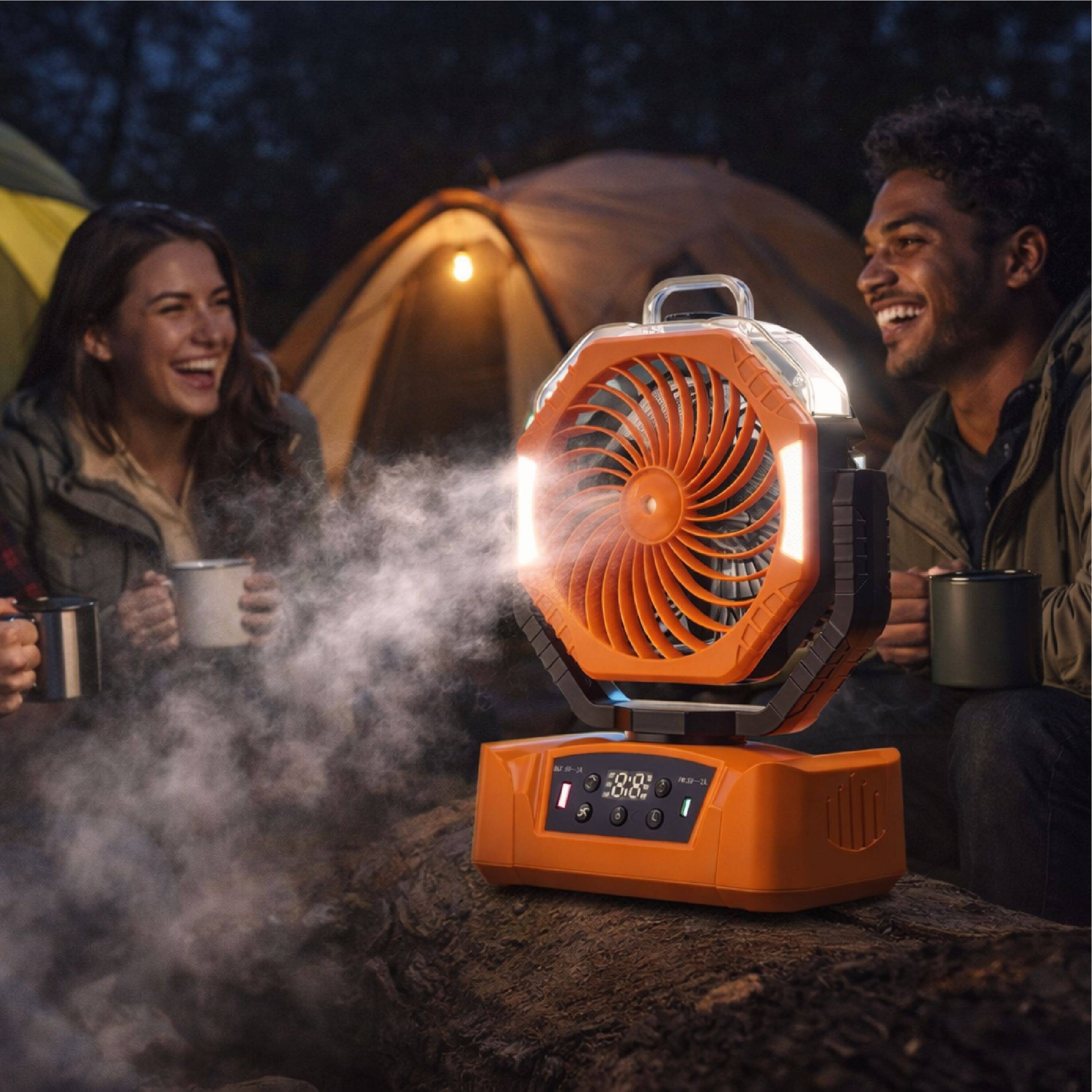 Alt View 1. Sonicgrace - SONICGRACE Portable Misting Camping Fan,Outdoor, Built in 20000mAh  Battery with LED Light & Remote.