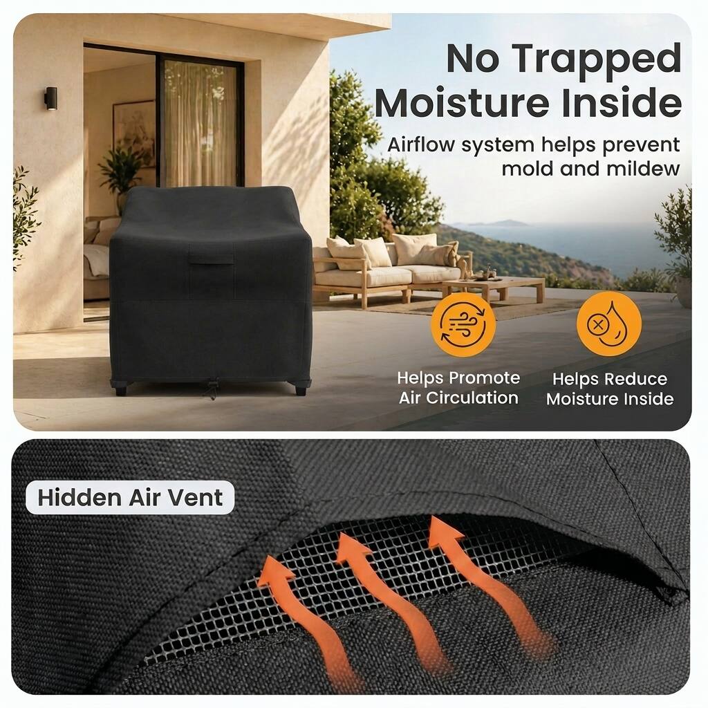 No Trapped Moisture Inside  
Airflow system helps prevent mold and mildew  

Helps Promote Air Circulation  
Helps Reduce Moisture Inside  

Hidden Air Vent