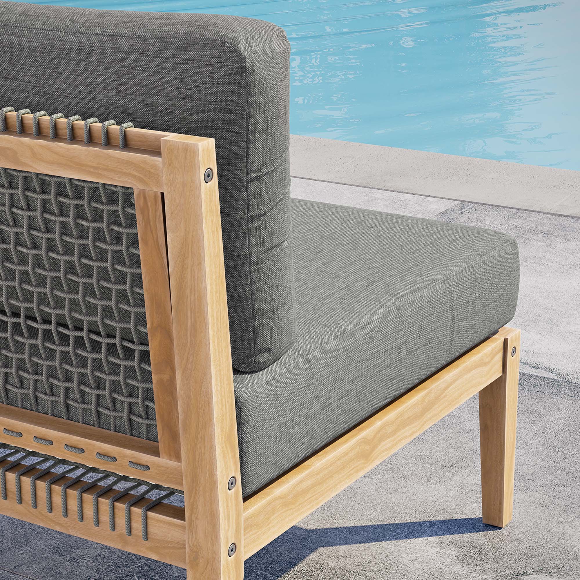 Back. Modway - Clearwater Outdoor Patio Teak Wood Armless Chair by Modway - Gray Graphite.