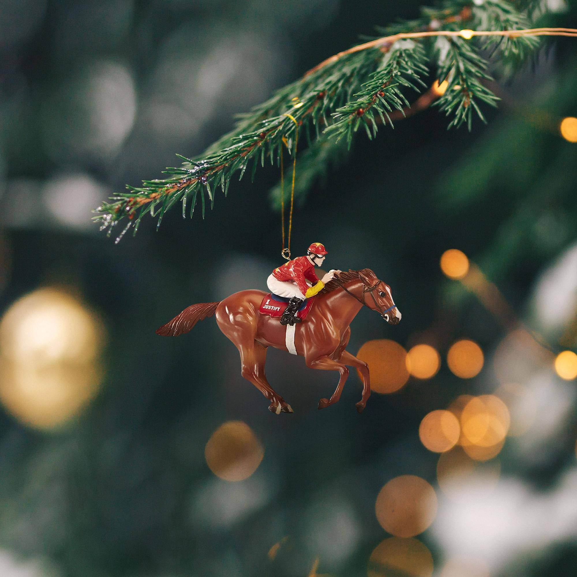 Alt View 10. Breyer - Breyer Model Horse Holiday Ornament - Justify Red Jockey - Red.