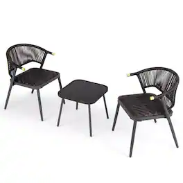 Boyel Living - 3 Pieces Patio Rattan Furniture Set for Backyard PoolsideBrown and 30-in L x 23-in W x 22.5-in H - Black
