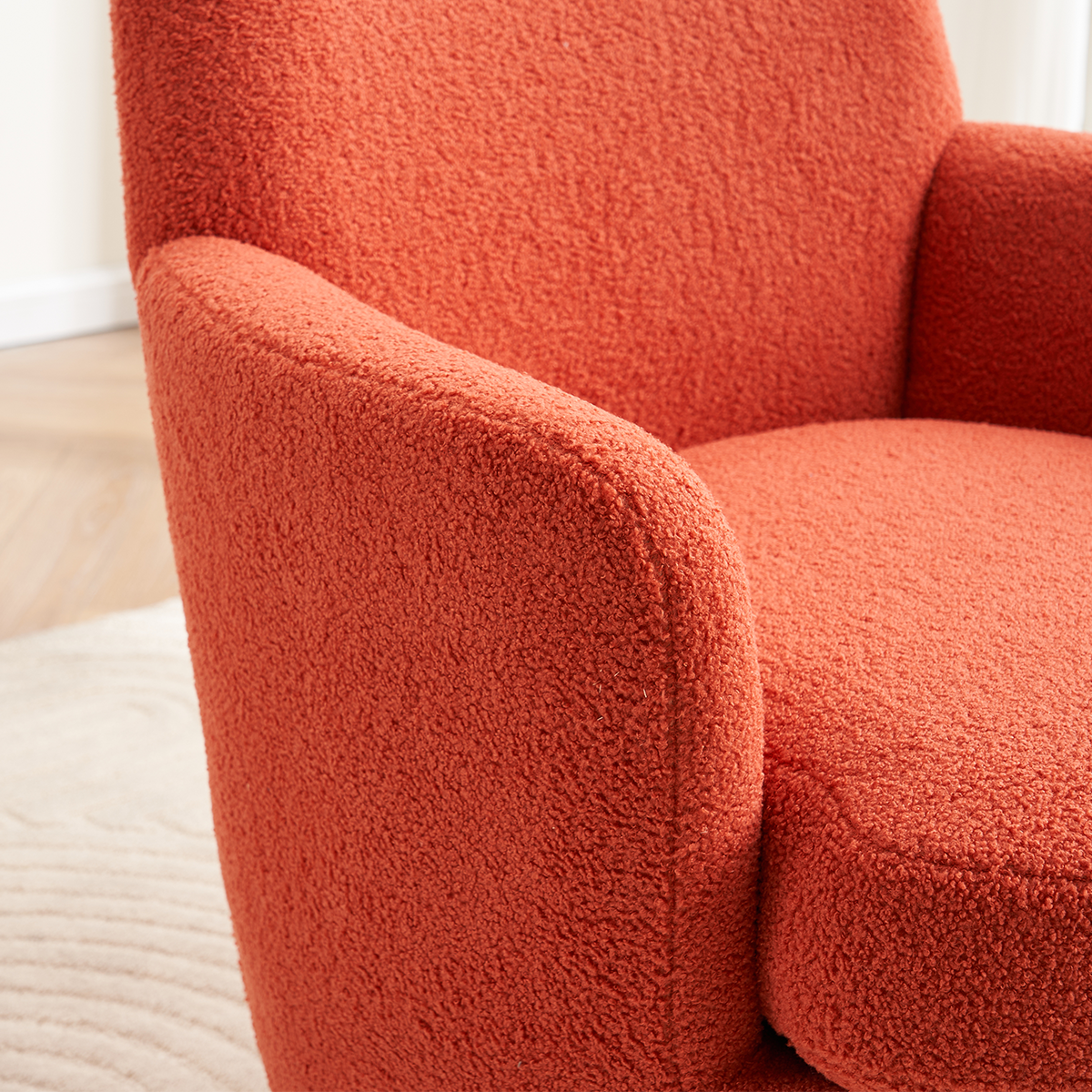Alt View 2. Trinkets Crazed - Swivel Barrel Chair,Modern Comfy Velvet Upholstered Round Swivel Accent Chairst,360 Degree Single Sofa Chair Armchair - Coral Orange.