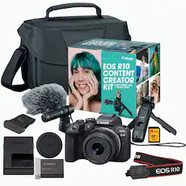 Canon - EOS R10 Mirrorless Camera with 18-45mm Lens Content Creator Bundle