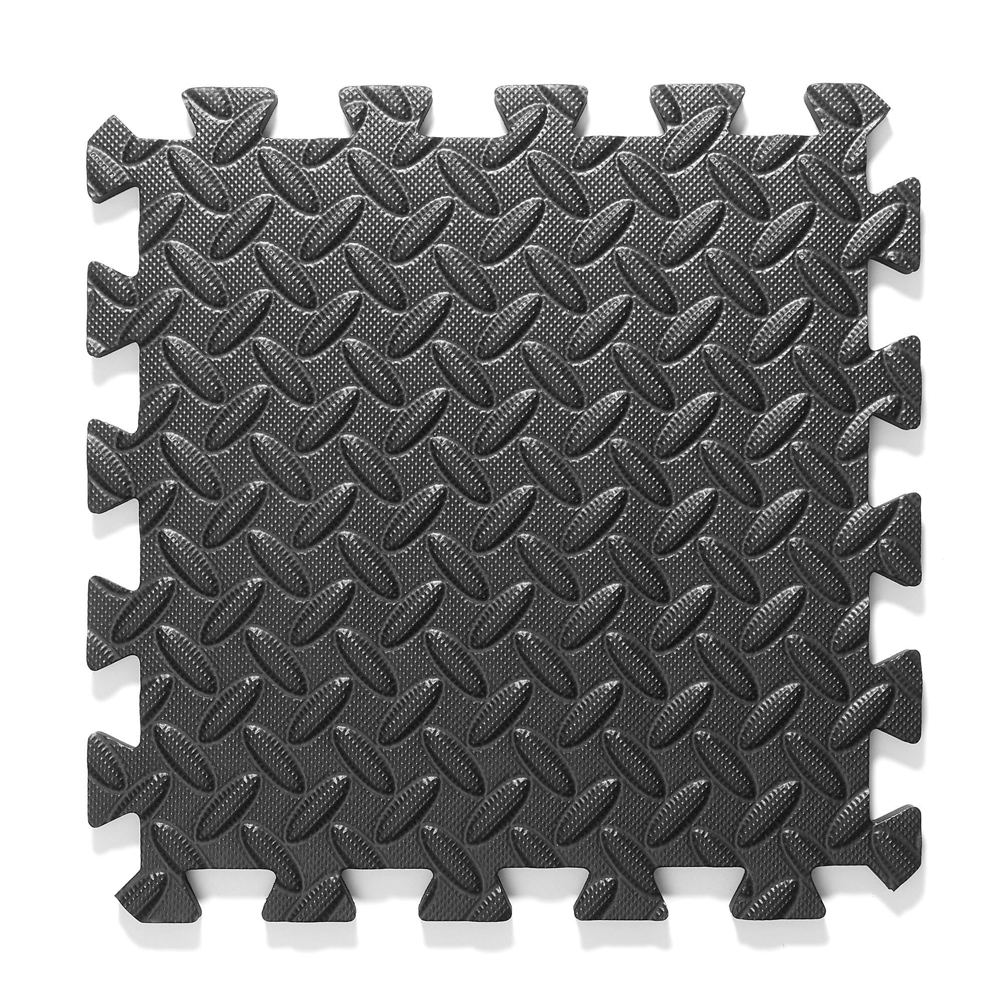 Alt View 4. Philosophy Gym - Exercise Flooring Mats - Foam Rubber Interlocking Puzzle Floor Tiles - Black.