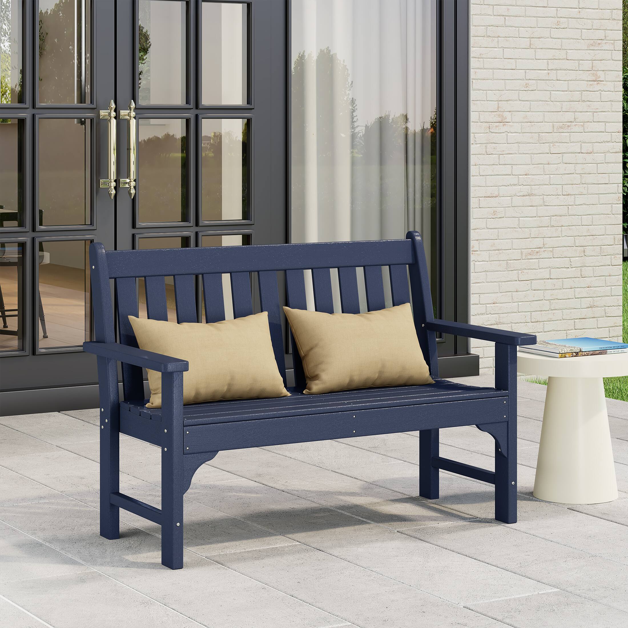 Angle. WestinTrends - WestinTrends Malibu Outdoor 2-Person All-Weather HDPE Front Porch Garden Bench - Navy Blue.
