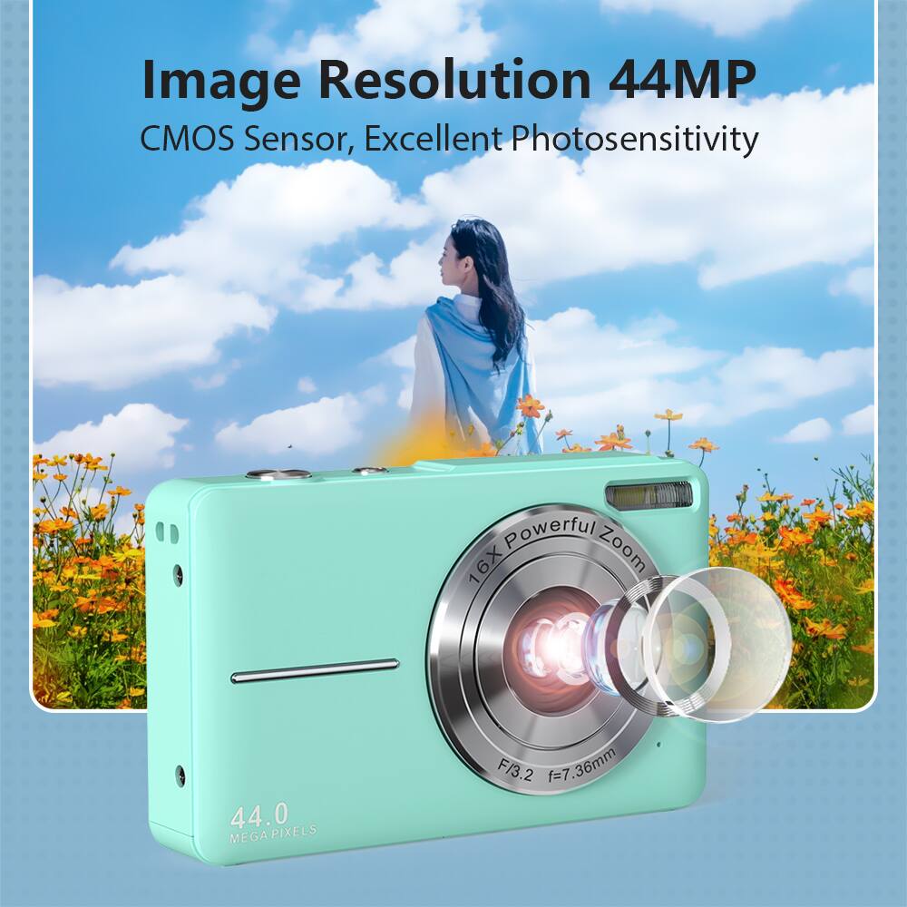 Image Resolution 44MP  
CMOS Sensor, Excellent Photosensitivity  
16X Powerful Zoom  
44.0 MEGAPIXELS  
F/3.2  
f=7.36mm
