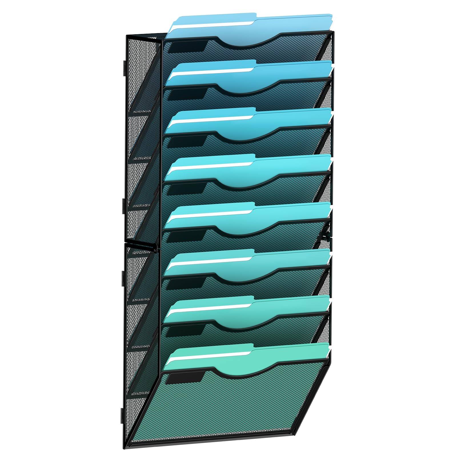 Dapper Styles 10 tier Wall File Organizer Hanging Holder Mount Paper ...