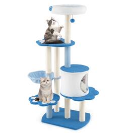 Gymax - 54'' Cat Tree Tower w/ Sisal Scratching Posts Bell Cat Perch Cat Condo - GYM14413