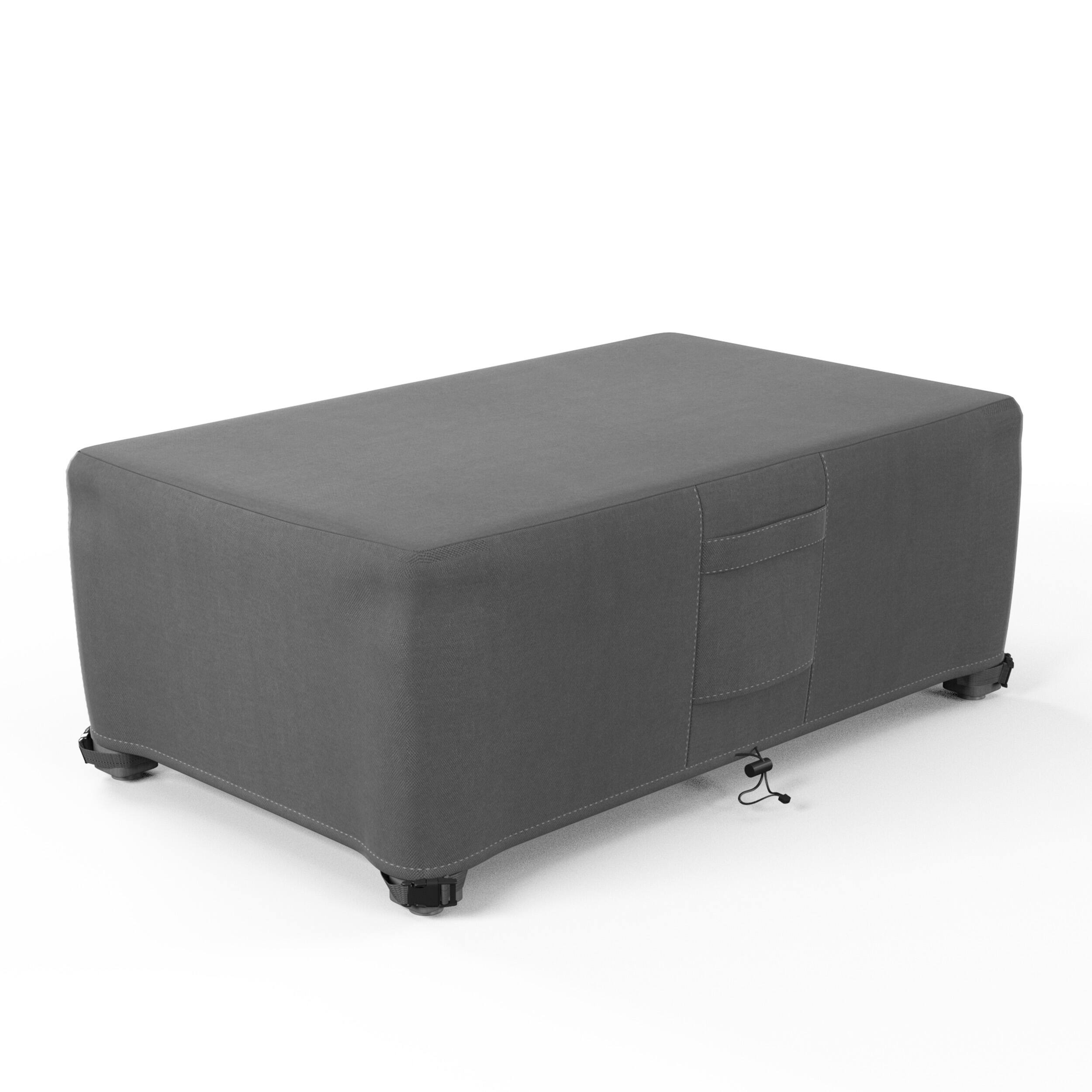 Angle. KHOMO GEAR - Heavy-Duty Patio Coffee Table Cover, Waterproof Outdoor Furniture Protector, Fade & Weather Resistant - Grey.