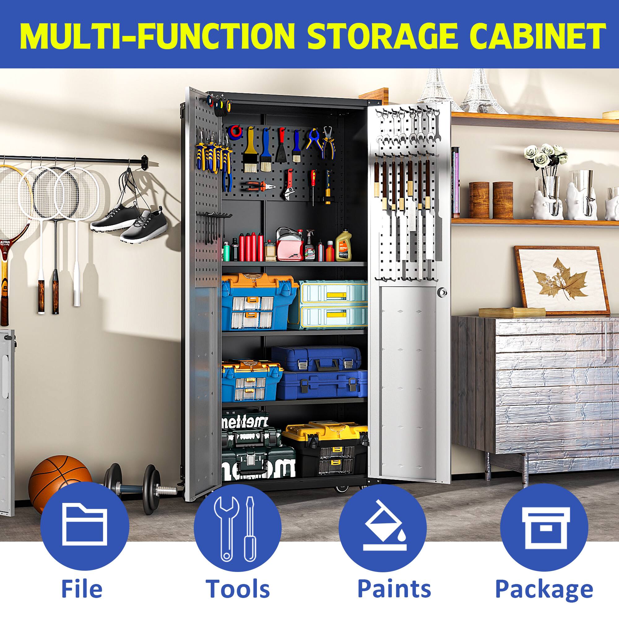 MULTI-FUNCTION STORAGE CABINET

- File
- Tools
- Paints
- Package