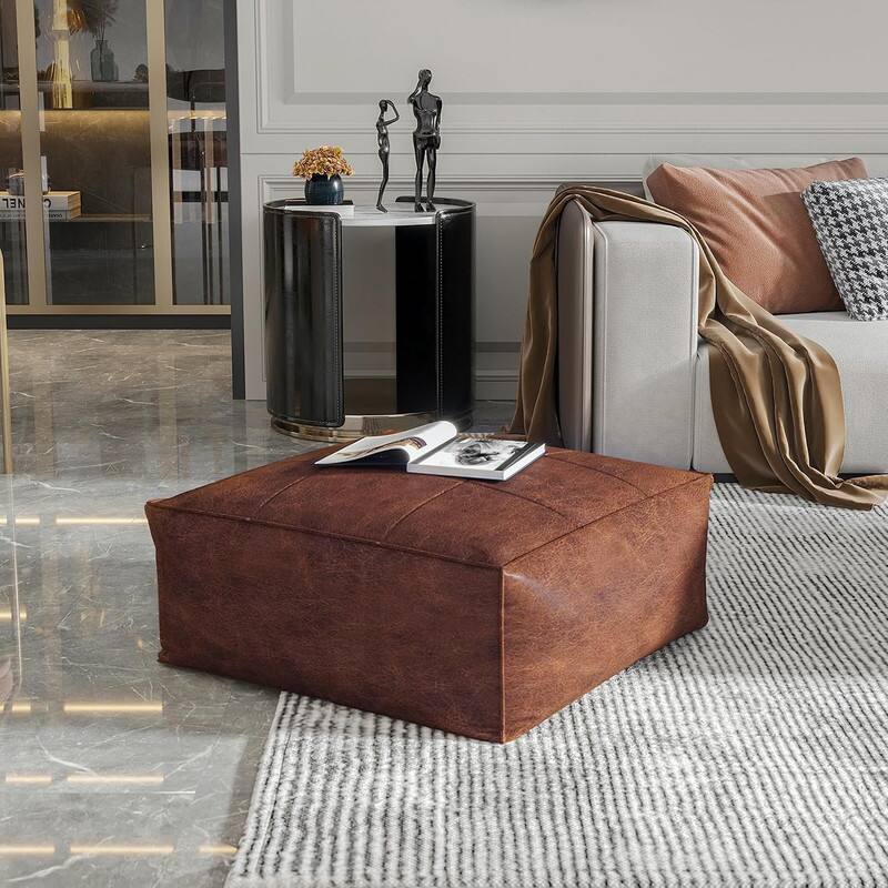 Alt View 1. wowmax - Faux Leather Storage Ottoman - Multi-Functional Foot Rest, Hidden Storage Stool for Living Room & Home Decor - Brown.