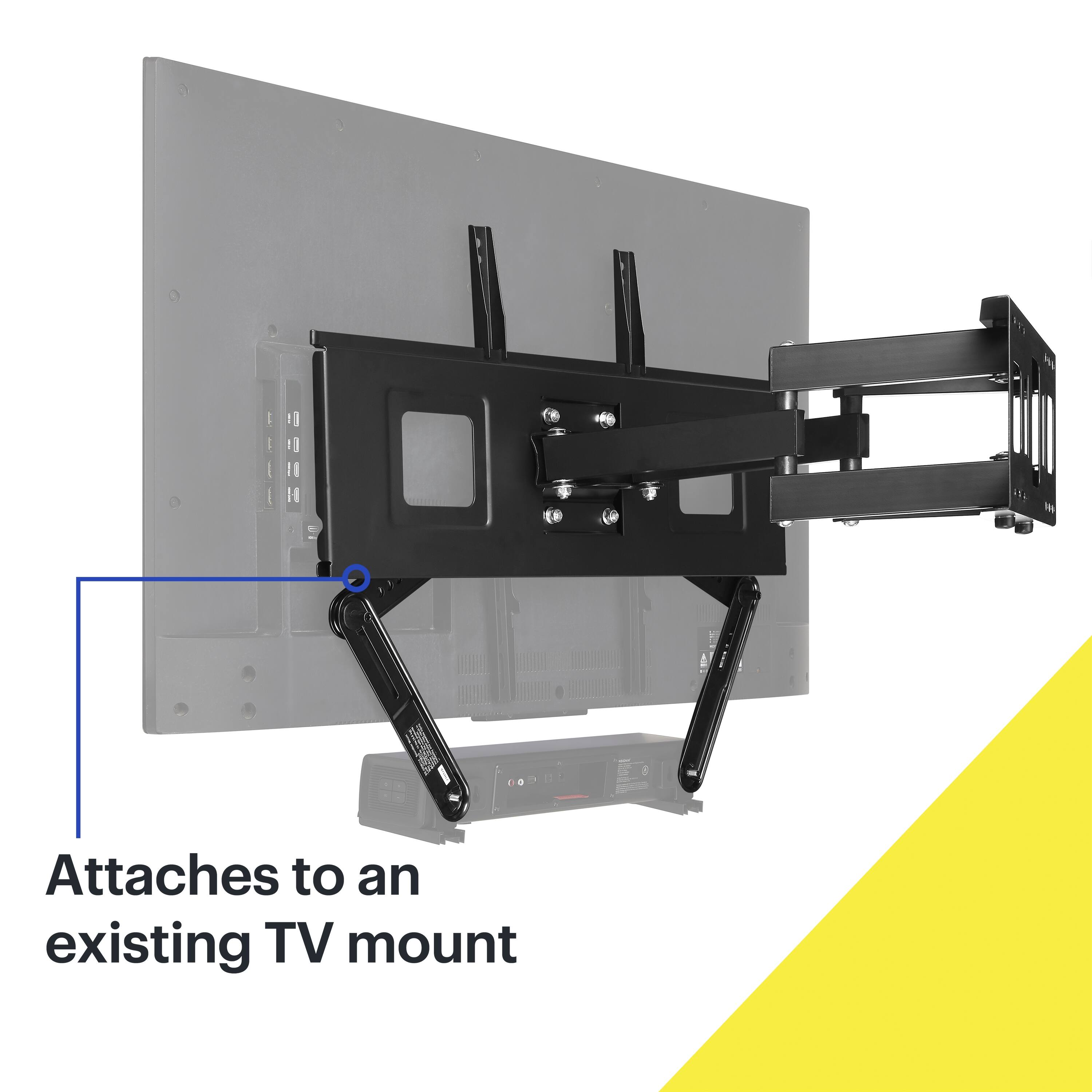 Attaches to an existing TV mount
