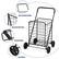 The image shows a black shopping cart with a steel frame and large wheels. It also features a soft and ergonomic handle for easy maneuvering. The cart is designed for heavy-duty use and has a fastening design for added security.