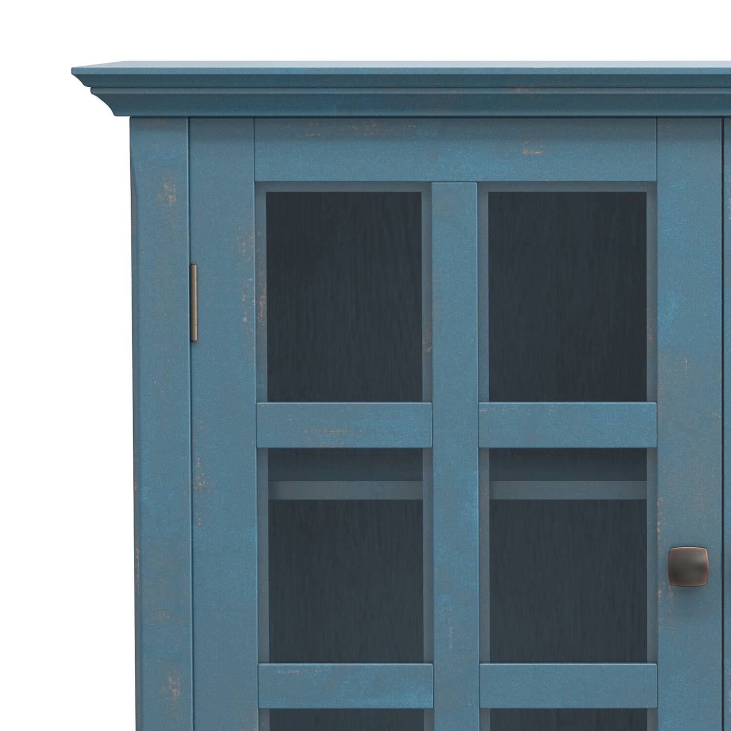 Alt View 6. Simpli Home - Acadian Medium Storage Cabinet - Distressed Coastal Blue.