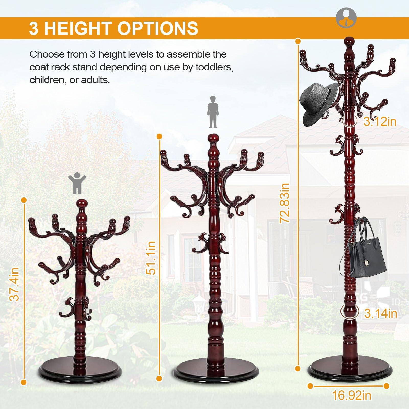3 HEIGHT OPTIONS

Choose from 3 height levels to assemble the coat rack stand depending on use by toddlers, children, or adults.

- 37.4in
- 51.1in
- 72.83in

ID: 3.14in 16.92in