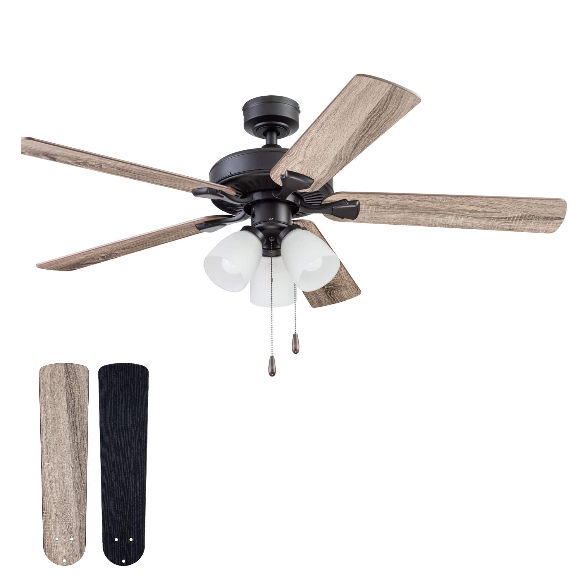 "Portage Bay - 52"" Stannor Ceiling Fan Indoor Light Kit with 3 Bulbs, 51434 - Bronze" price history on PriceWatchPro