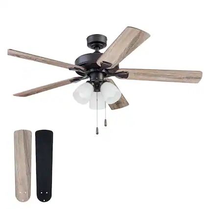 Front. Portage Bay - Portage Bay 52" Stannor Ceiling Fan Indoor Light Kit with 3 Bulbs, 51434, Bronze - Bronze.