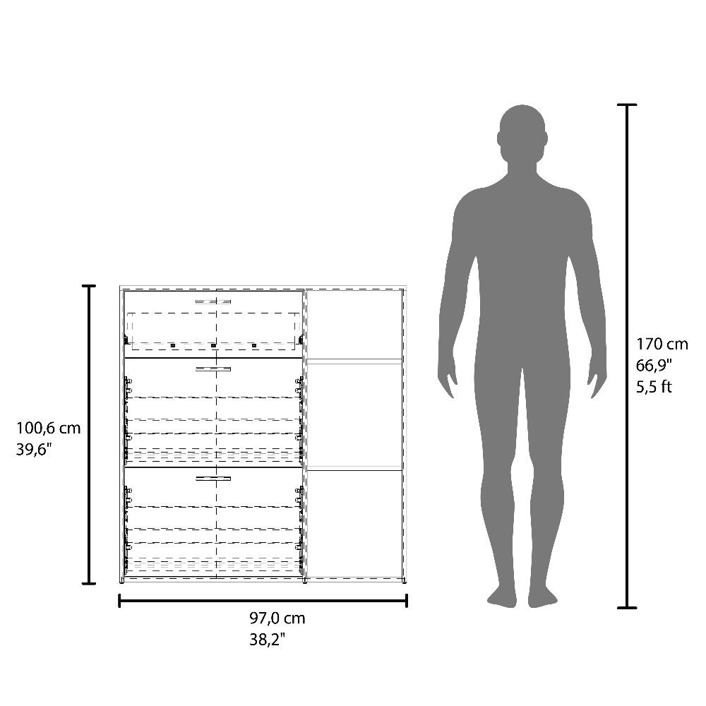 f
&
170 cm 66,9" 5,5ft
100,6 cm 39,6"
- 3
to
2 0
C
"a
X
97,0 cm 38,2"