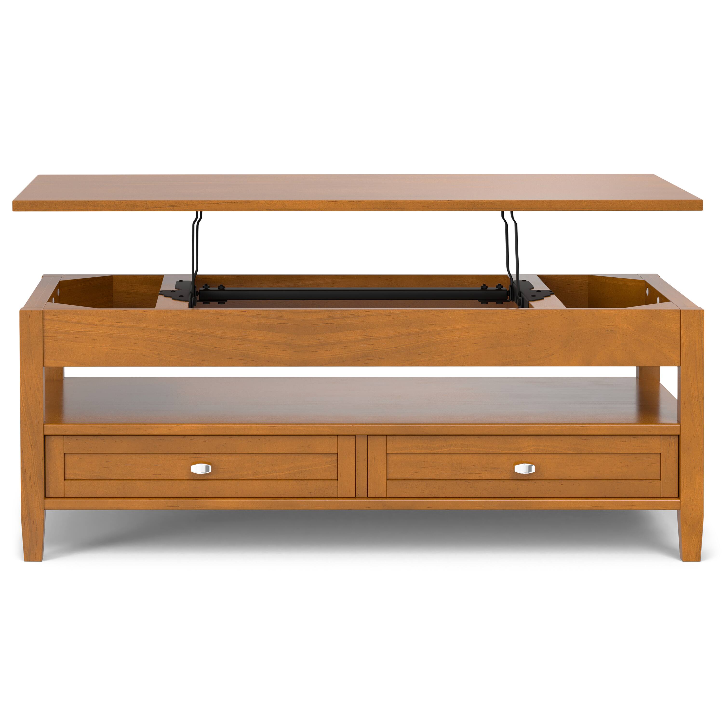 Alt View 6. Simpli Home - Warm Shaker 48 inch Wide Solid Wood Lift Top Coffee Table in Light Golden Brown - Light Golden Brown.