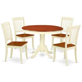 East West Furniture - Dining Room Set Buttermilk & Cherry - Brown